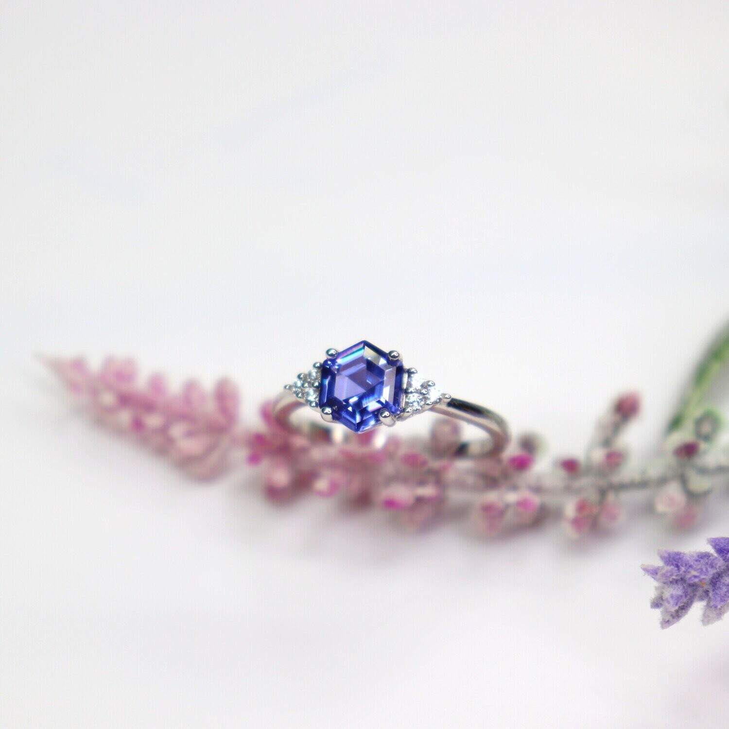 Tanzanite 2CT Hexagon Cut Ring