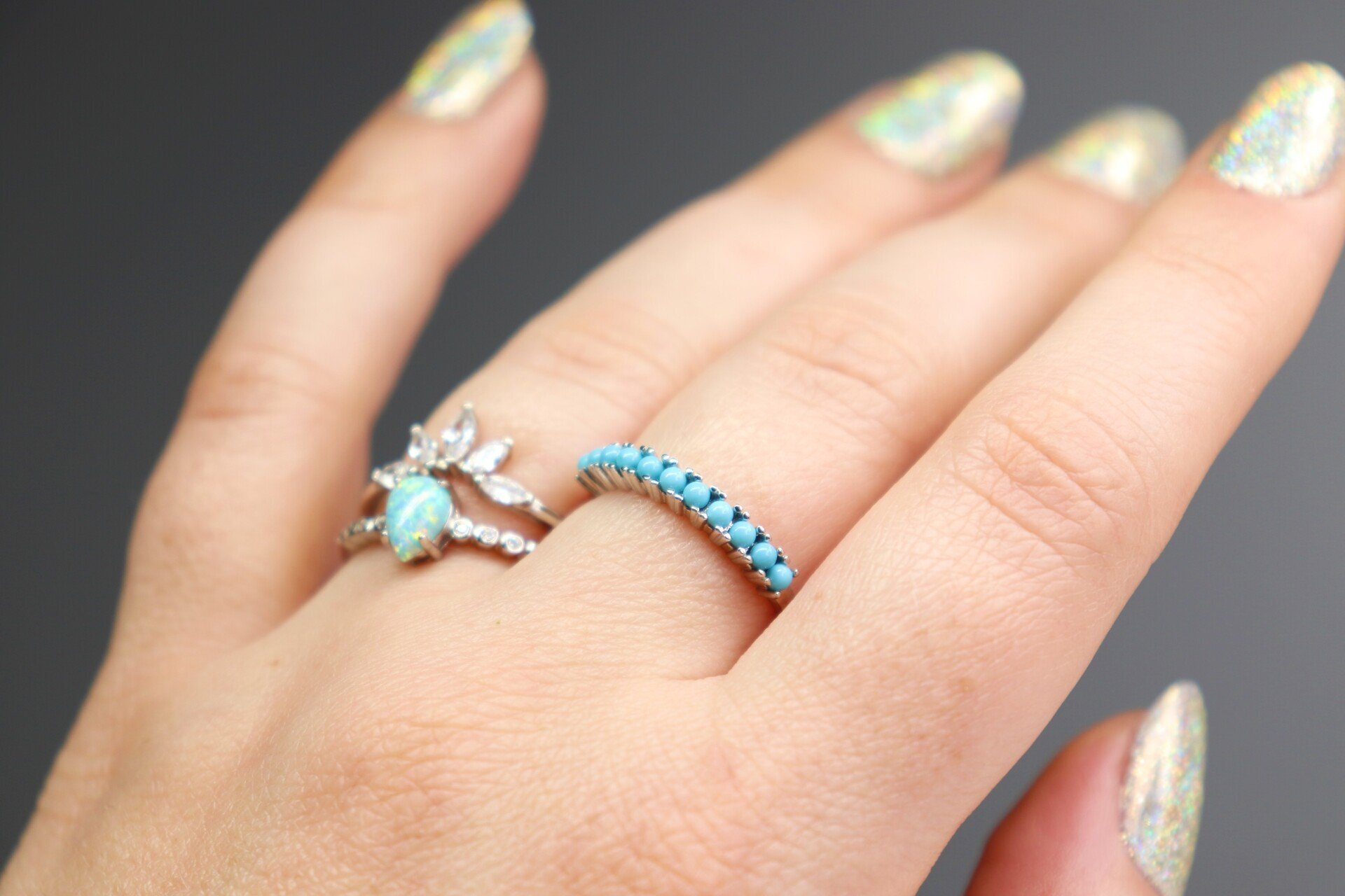 Half Eternity Turquoise Ring