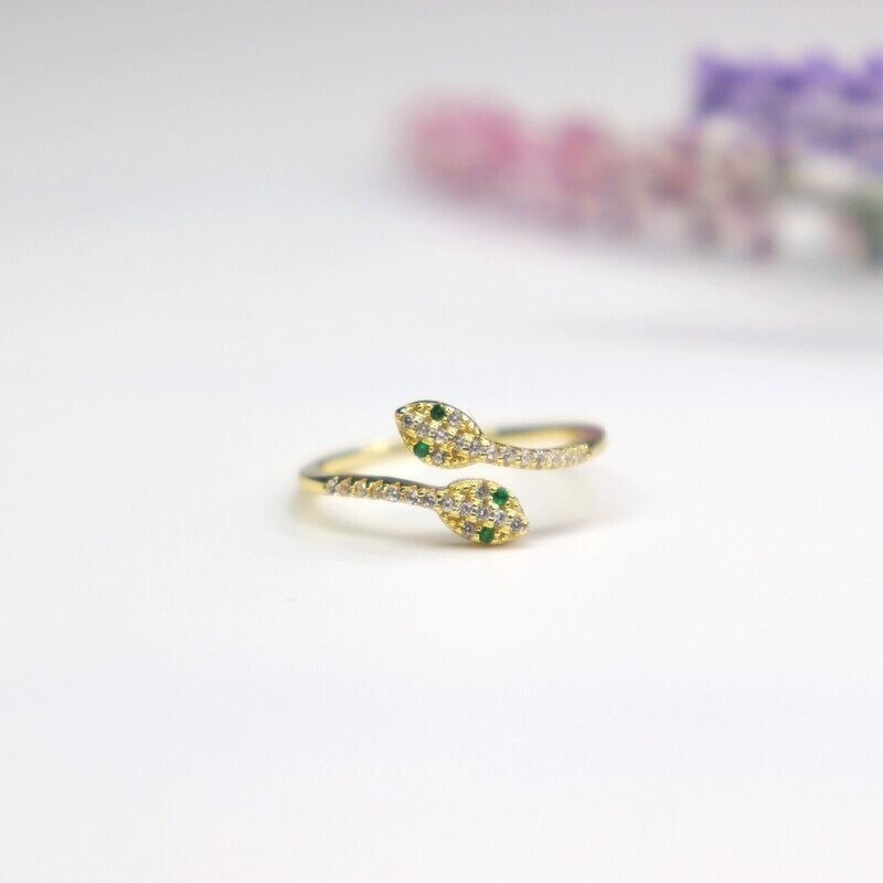 Double Snake Head Ring