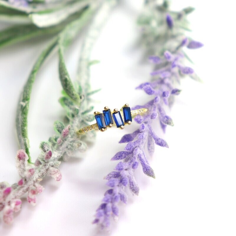 Baguette Sapphire Minimalist Ring