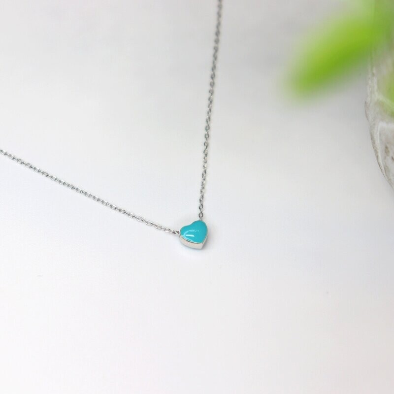 Teal Lovers ​Heart Necklace