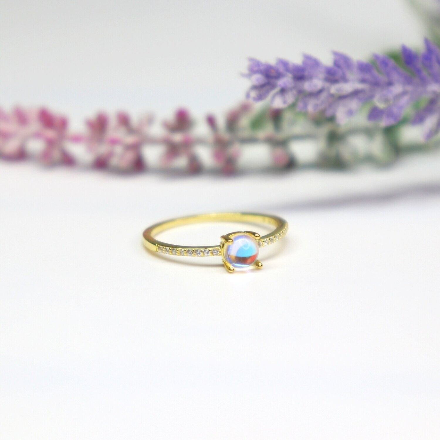 Rainbow Moonstone  Fantasy Ring