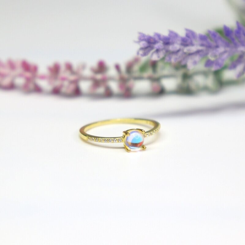 Rainbow Moonstone  Fantasy Ring
