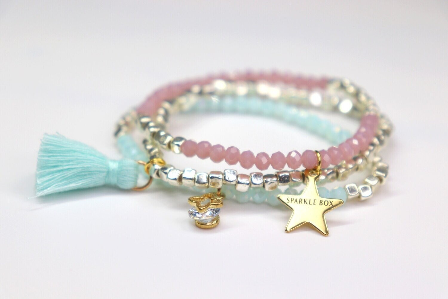 Sparkle Box Stackable 3-Piece Bracelet Set, Color: Blue- Purple