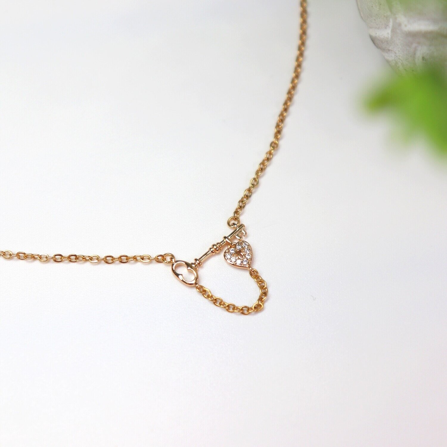 Self Obsessed Key and Heart Lock Necklace