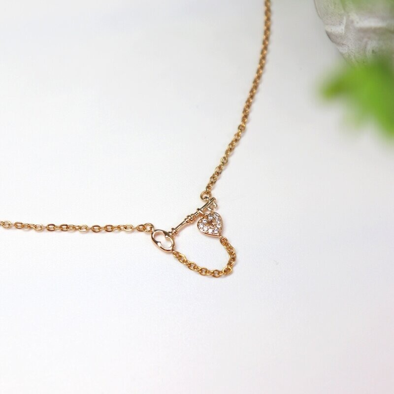 Self Obsessed Key and Heart Lock Necklace
