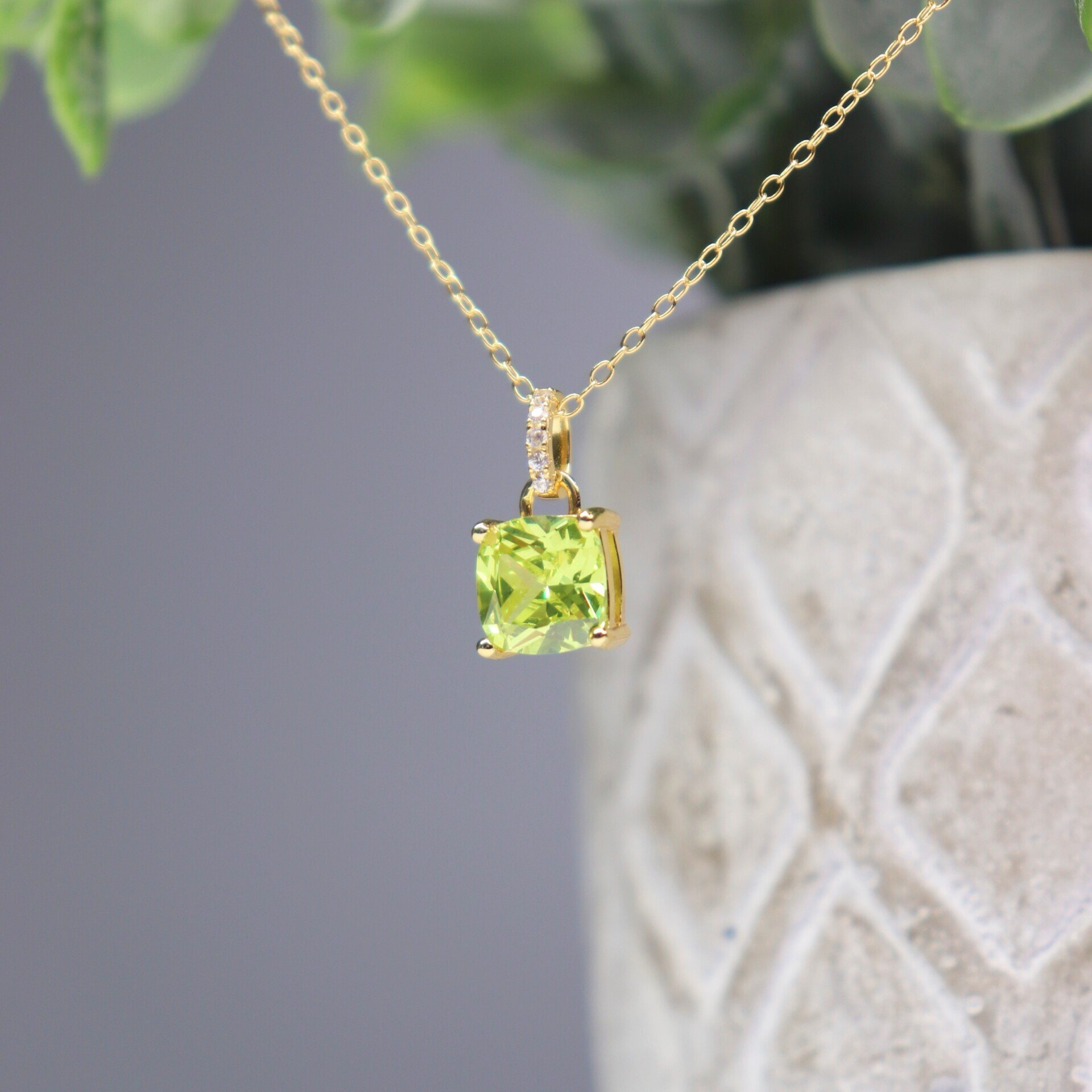 Cushion Crystal Drop Necklace