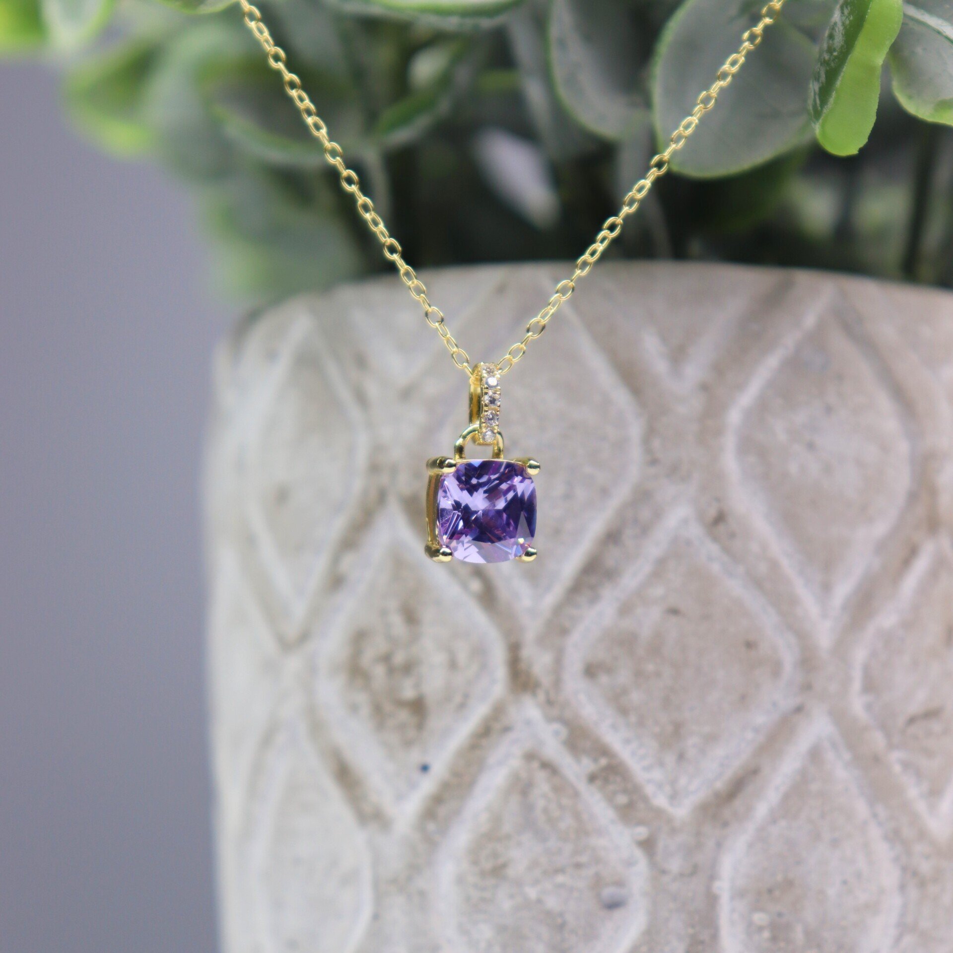 Cushion Crystal Drop Necklace