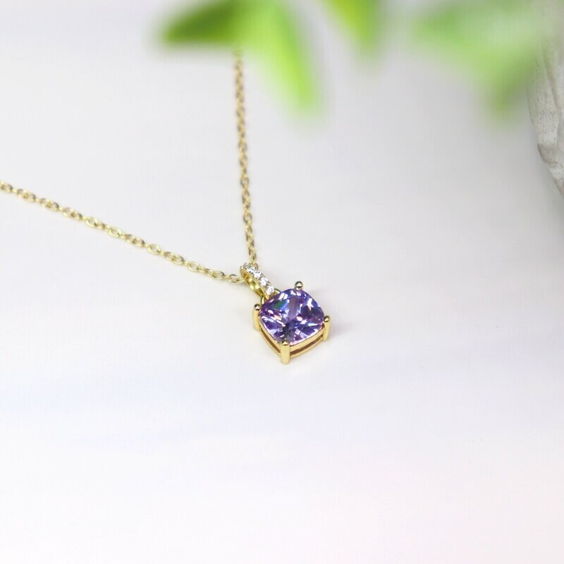 Cushion Crystal Drop Necklace