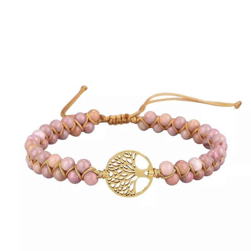 Rhodonite Tree of Life Charm Bracelet