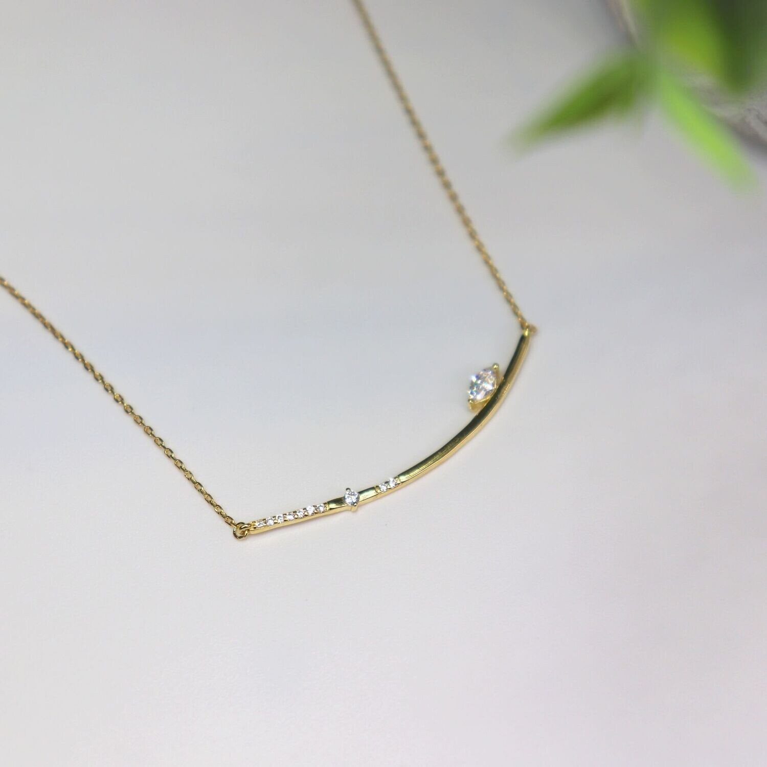 Micro Crystal Bar Necklace