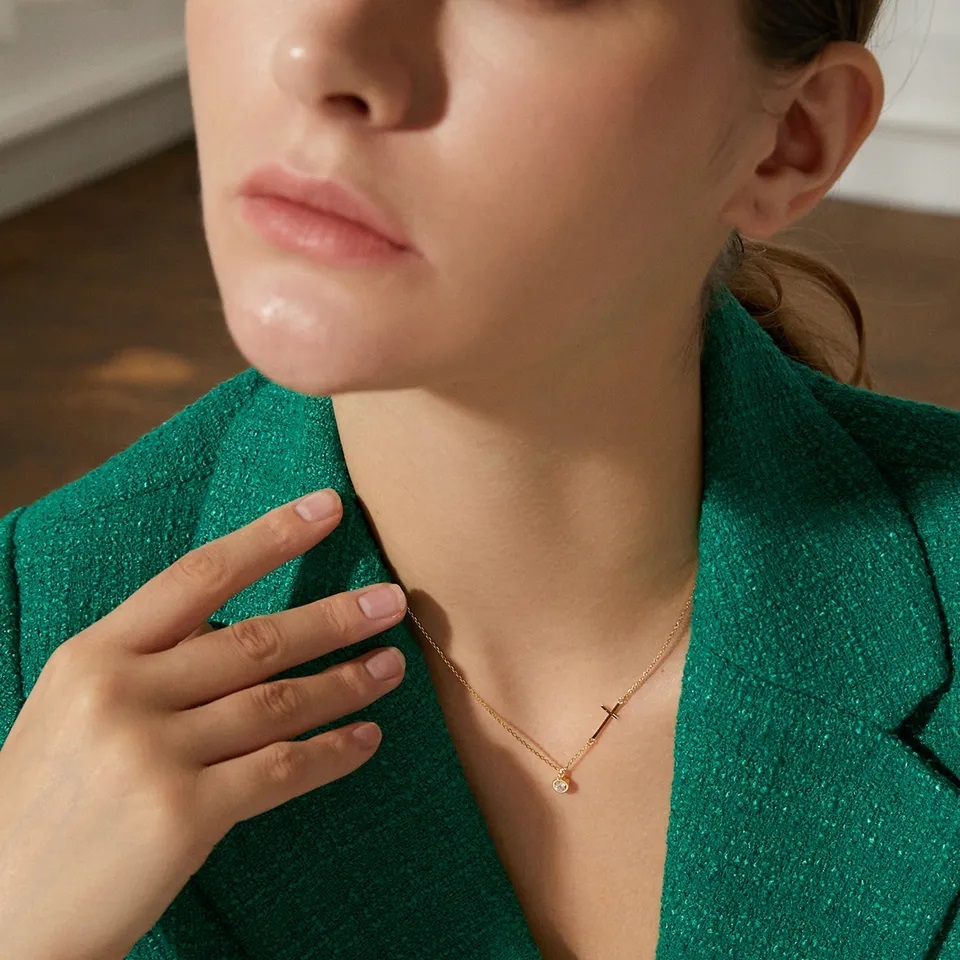 Cross Solitaire Necklace