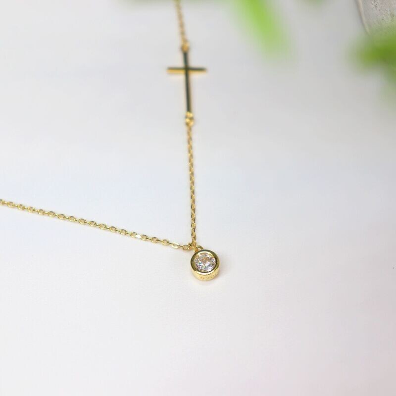 Cross Solitaire Necklace