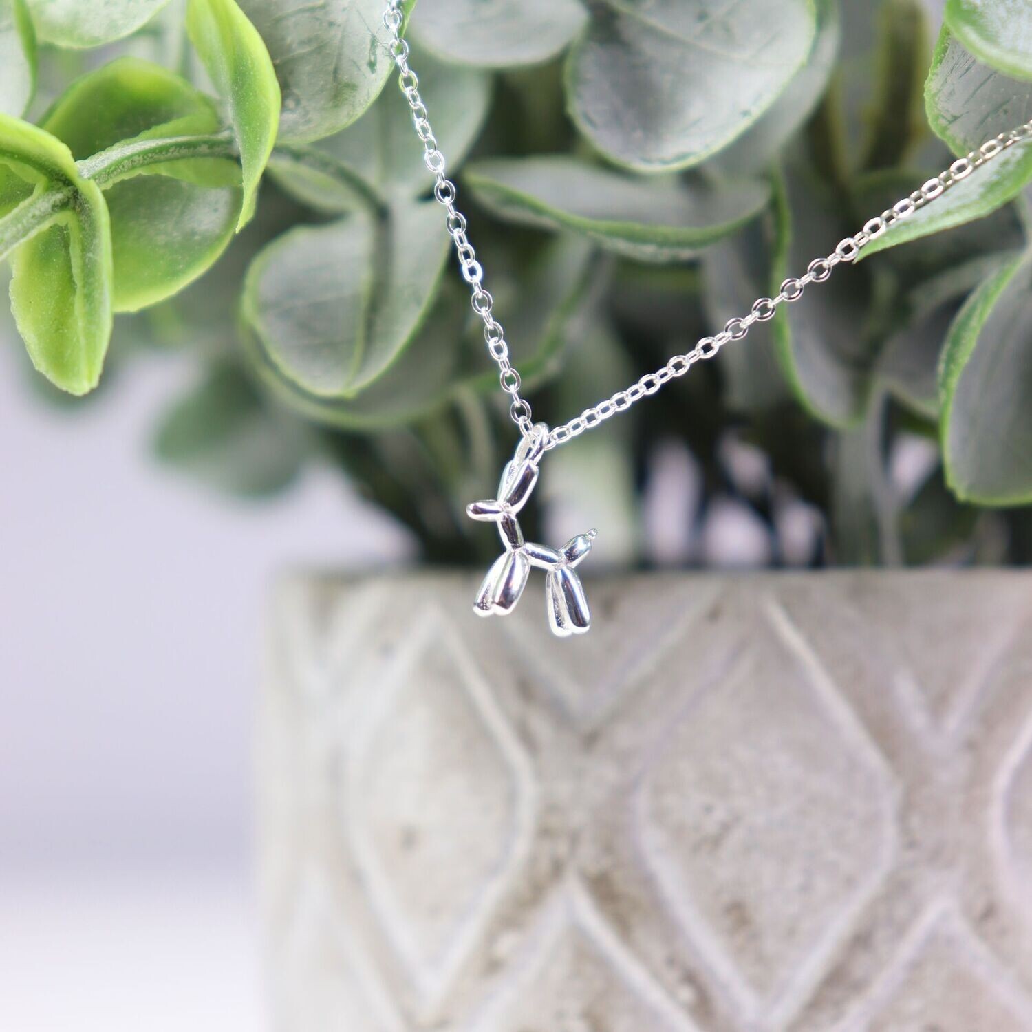 Cute Balloon Dog Necklace, Color: Silver