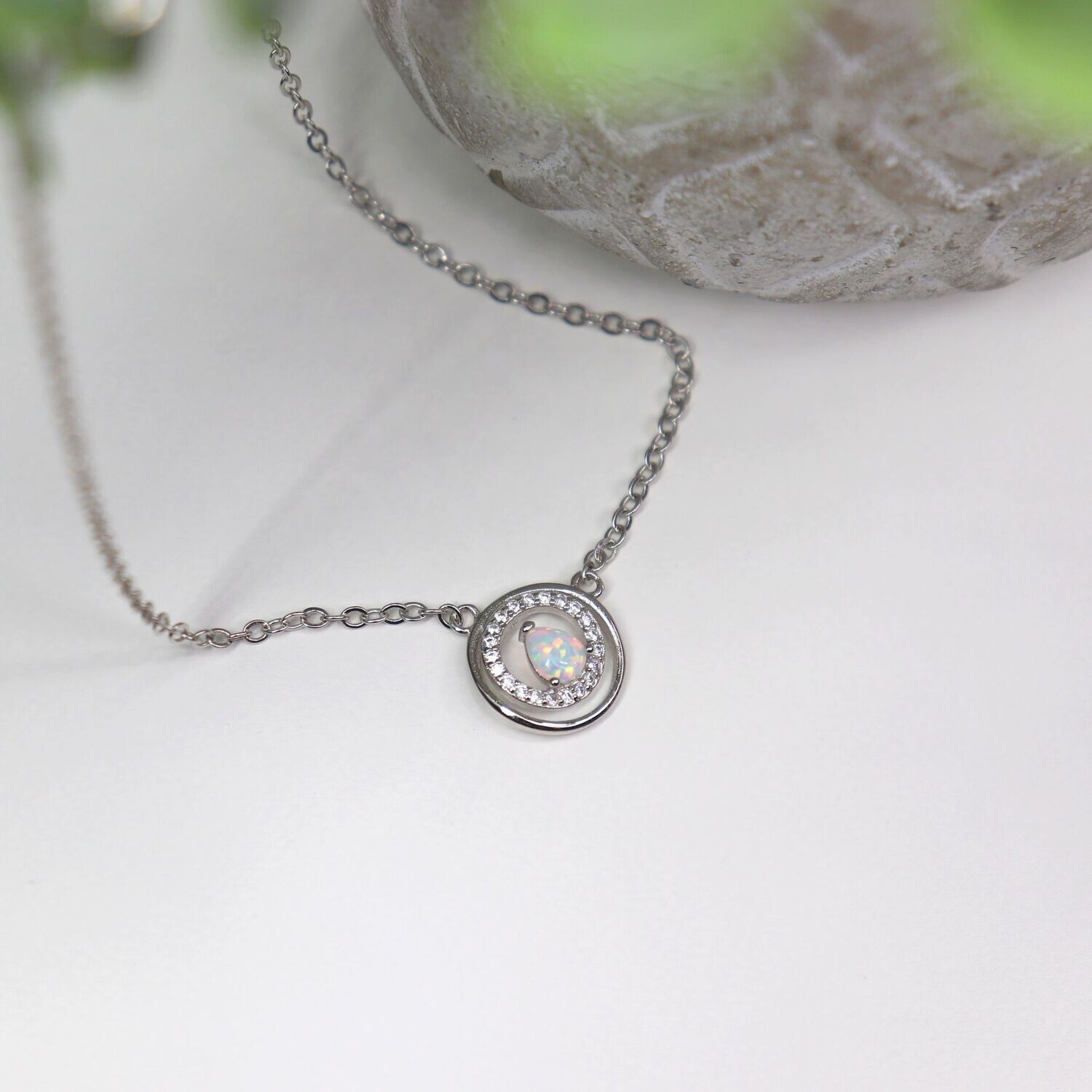 Water Drop Fire Opal Necklace