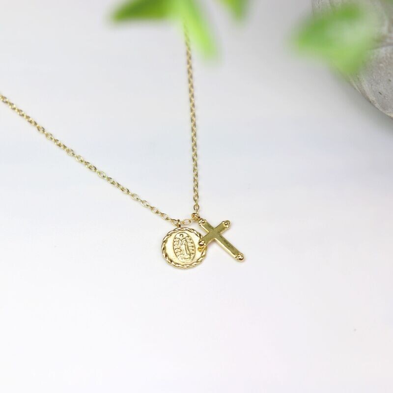 Virgin Mary Necklace with Cross