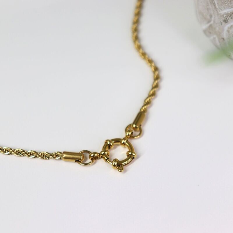 Rope Necklace with  Round Spring Lock