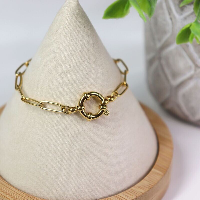 Paperclip Necklace with Round Spring Lock