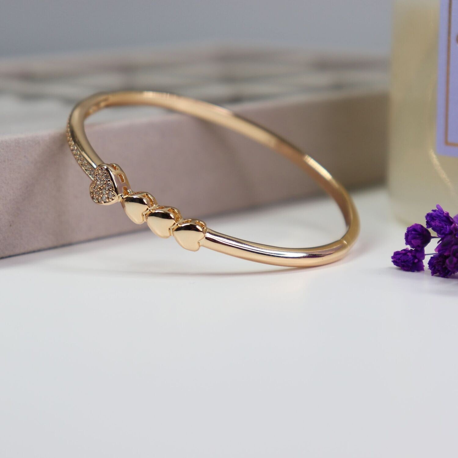 Crystal Heart  Bangle Bracelet