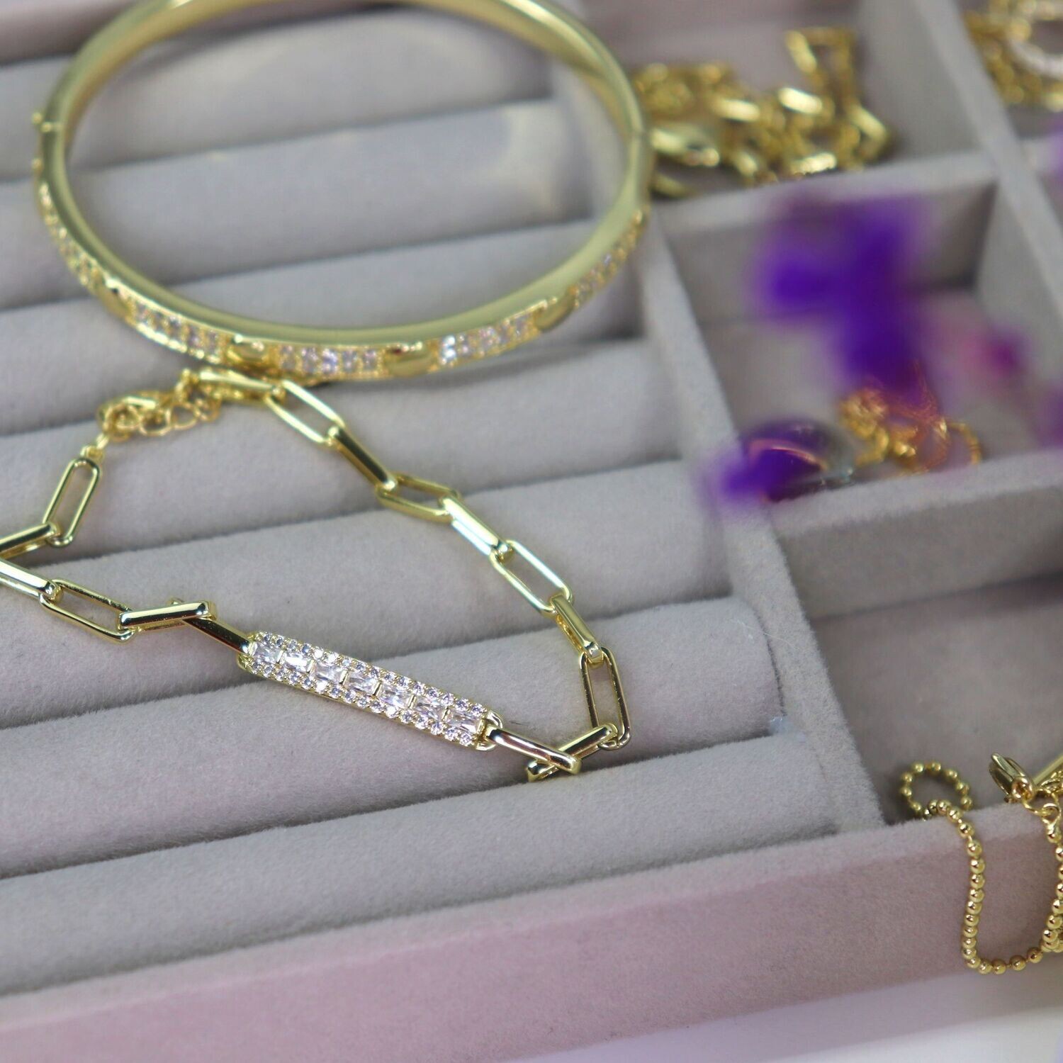 Paperclip with Crystals Bracelet