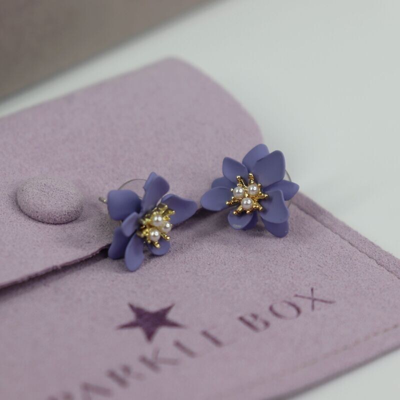 Purple Flower Stud Earrings