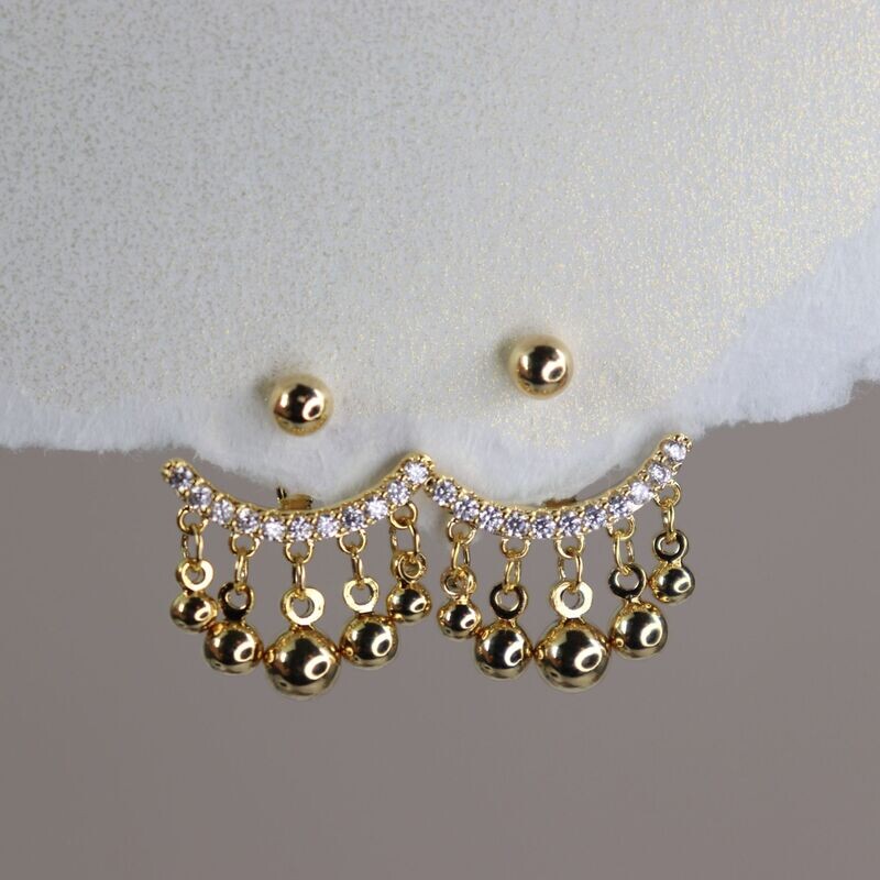 Beaded Gleam Ear Jacket Earrings