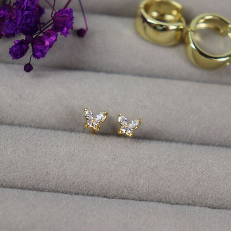 Tiny Butterfly Cubic Zirconia  Studs