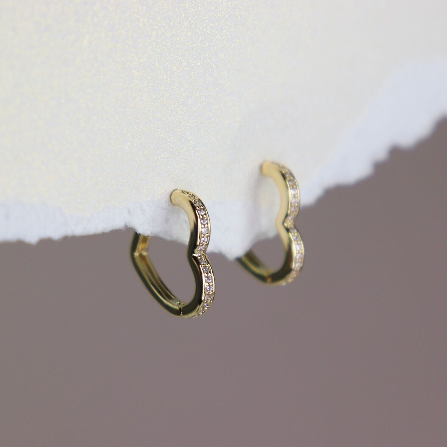 Crystal Heart Hoop Earrings 14mm