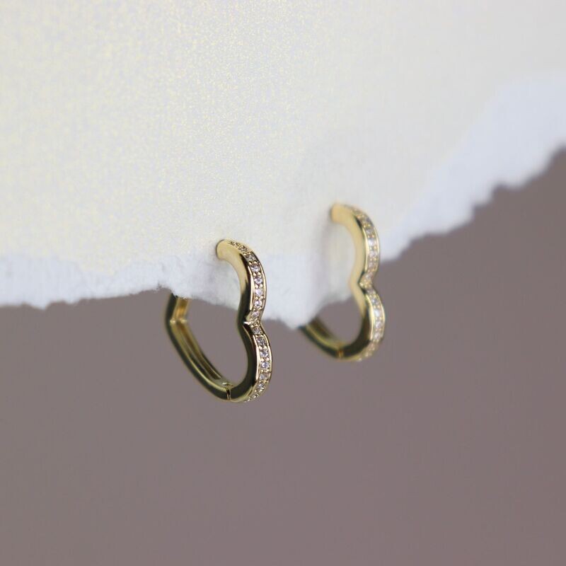 Crystal Heart Hoop Earrings 14mm
