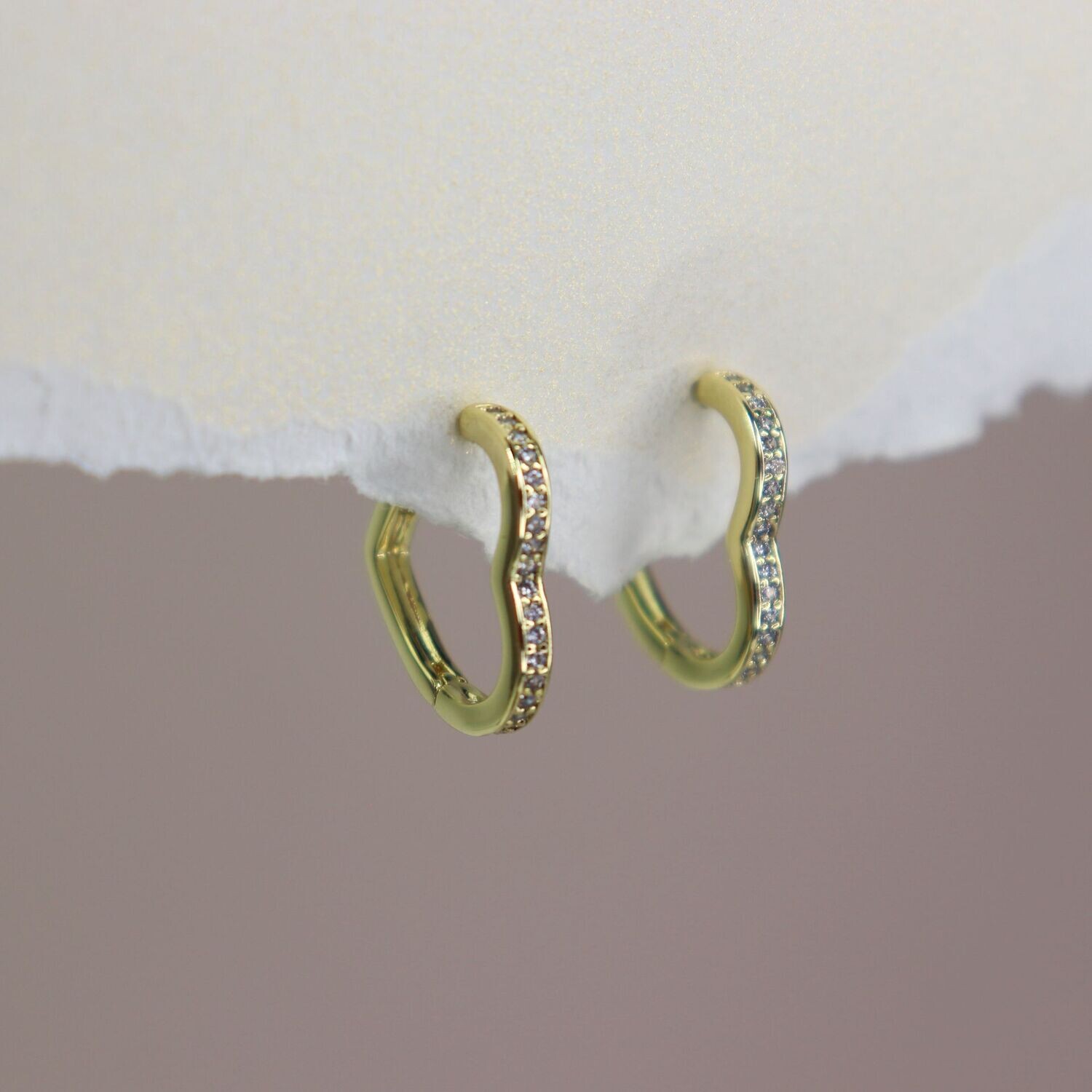 Crystal Heart Hoop Earrings 17mm