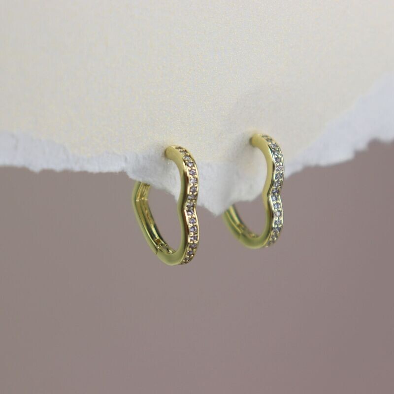 Crystal Heart Hoop Earrings 17mm