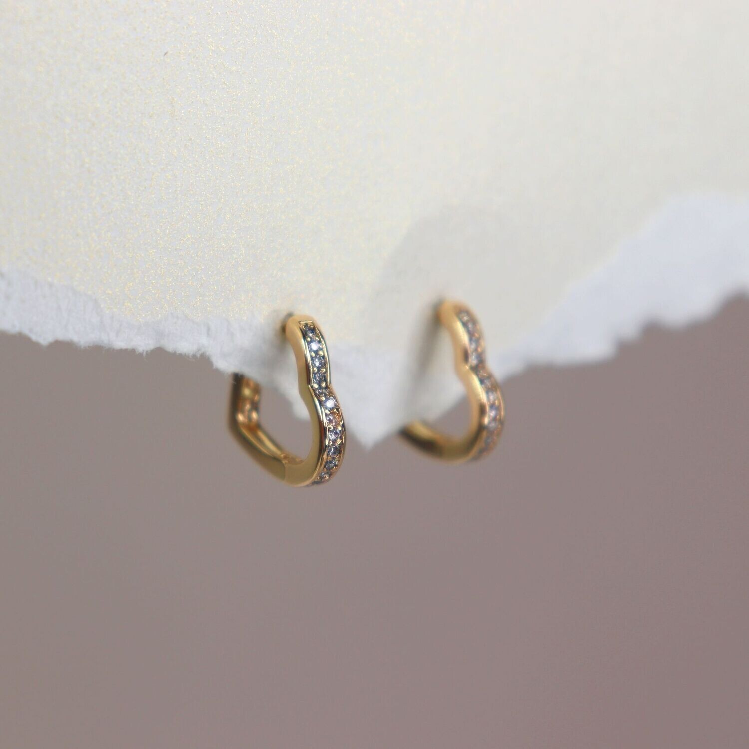 Crystal Heart Hoop Earrings 13mm
