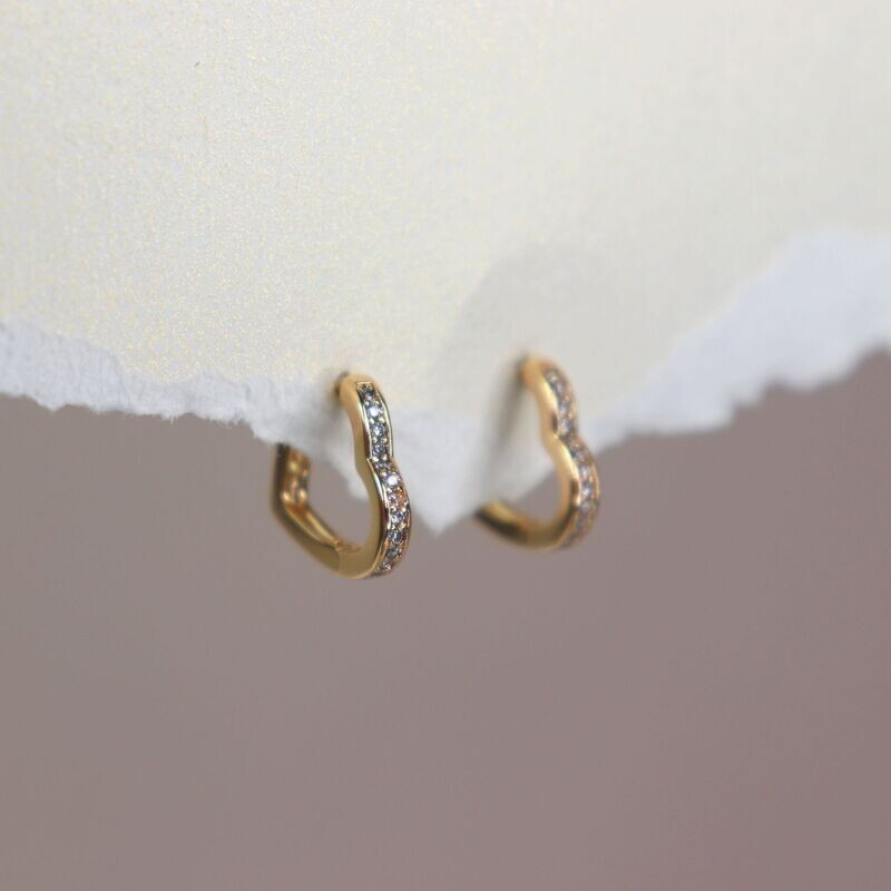 Crystal Heart Hoop Earrings 13mm
