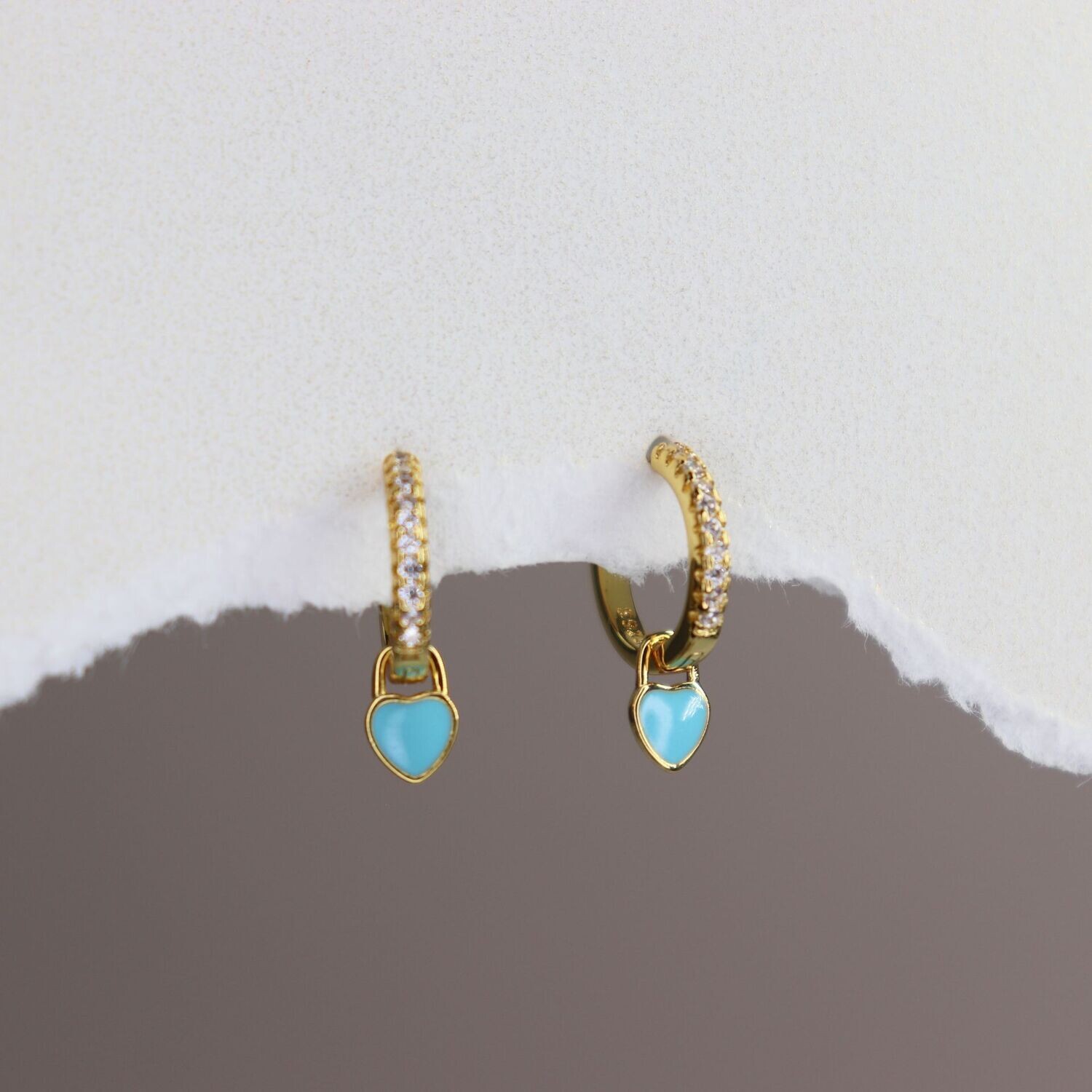 Mini Teal Heart Huggie Earrings