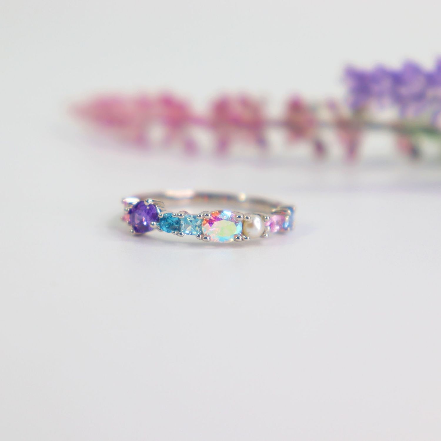 Multi-gemstone Crystal Ring