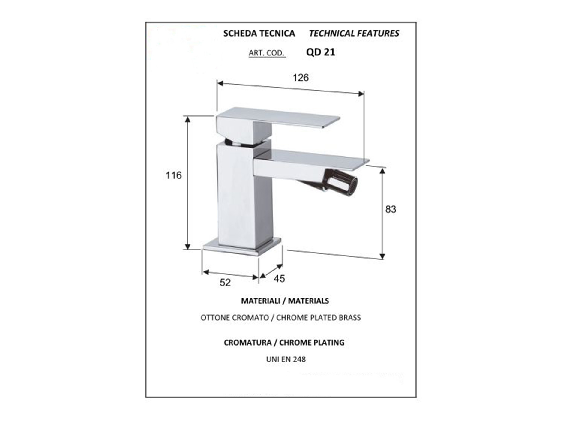 Miscelatore monocomando per bidet