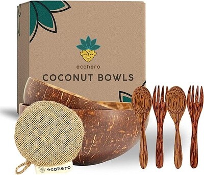 Coconut Bowl / Silverware Set