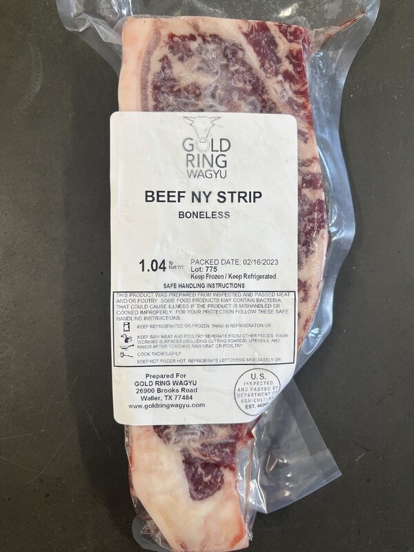 Beef NY Strip (Boneless, Wagyu) - PER PIECE - Gold Ring Wagyu
