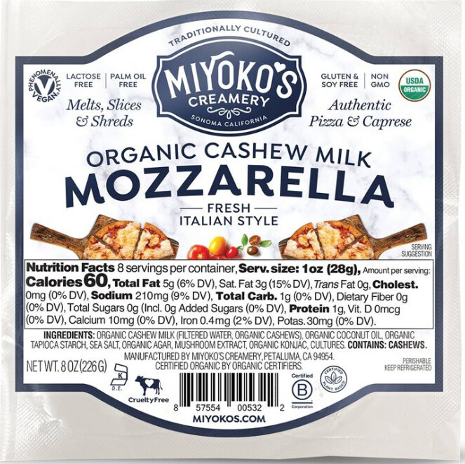 Miyokos Mozzarella Organic Cashew Milk 8 oz Vegan