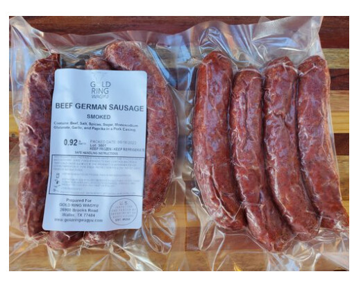 Beef German Sausage Smoked - PER PIECE - Gold Ring Wagyu