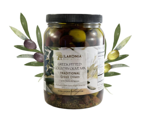 Greek Pitted Country Olive Mix - Lakonia - Half Gallon