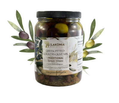 Greek Pitted Country Olive Mix - Lakonia - Half Gallon