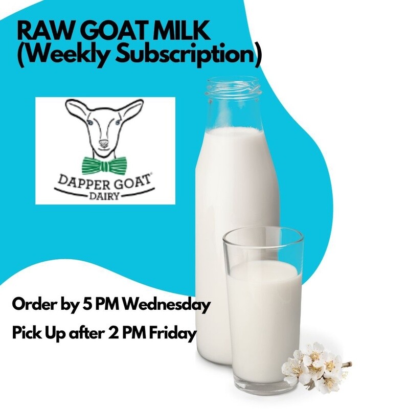 Raw Milk (Goat) 1/2 gallon Weekly Subscription
