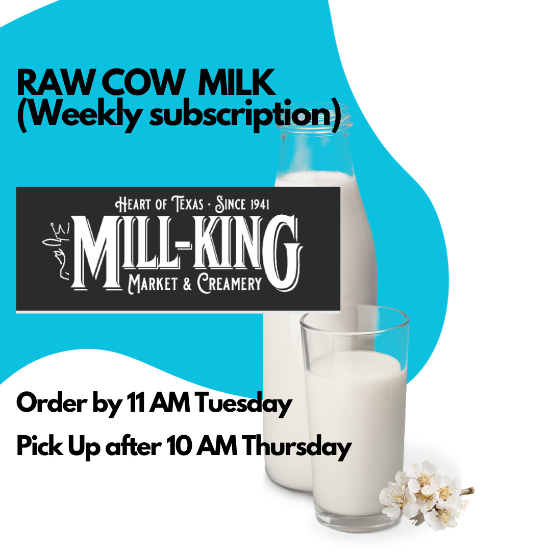 Raw  Milk  (Cow) -  Gallon - Weekly subscription