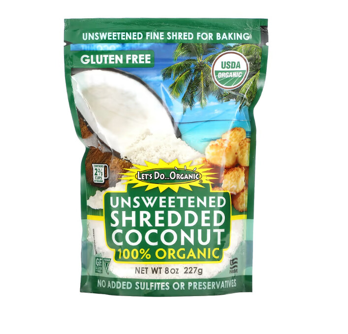 Unsweetened Shredded Coconut Organic - 8 oz - Let's Do Organic