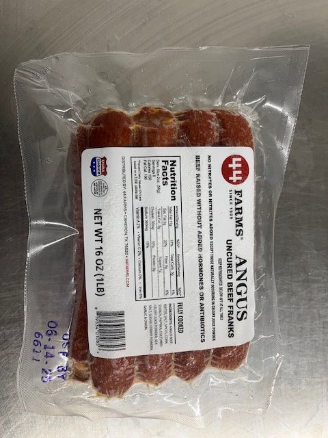 Angus Uncured Beef Franks (1 lb) - PER PACK - 44 Farms