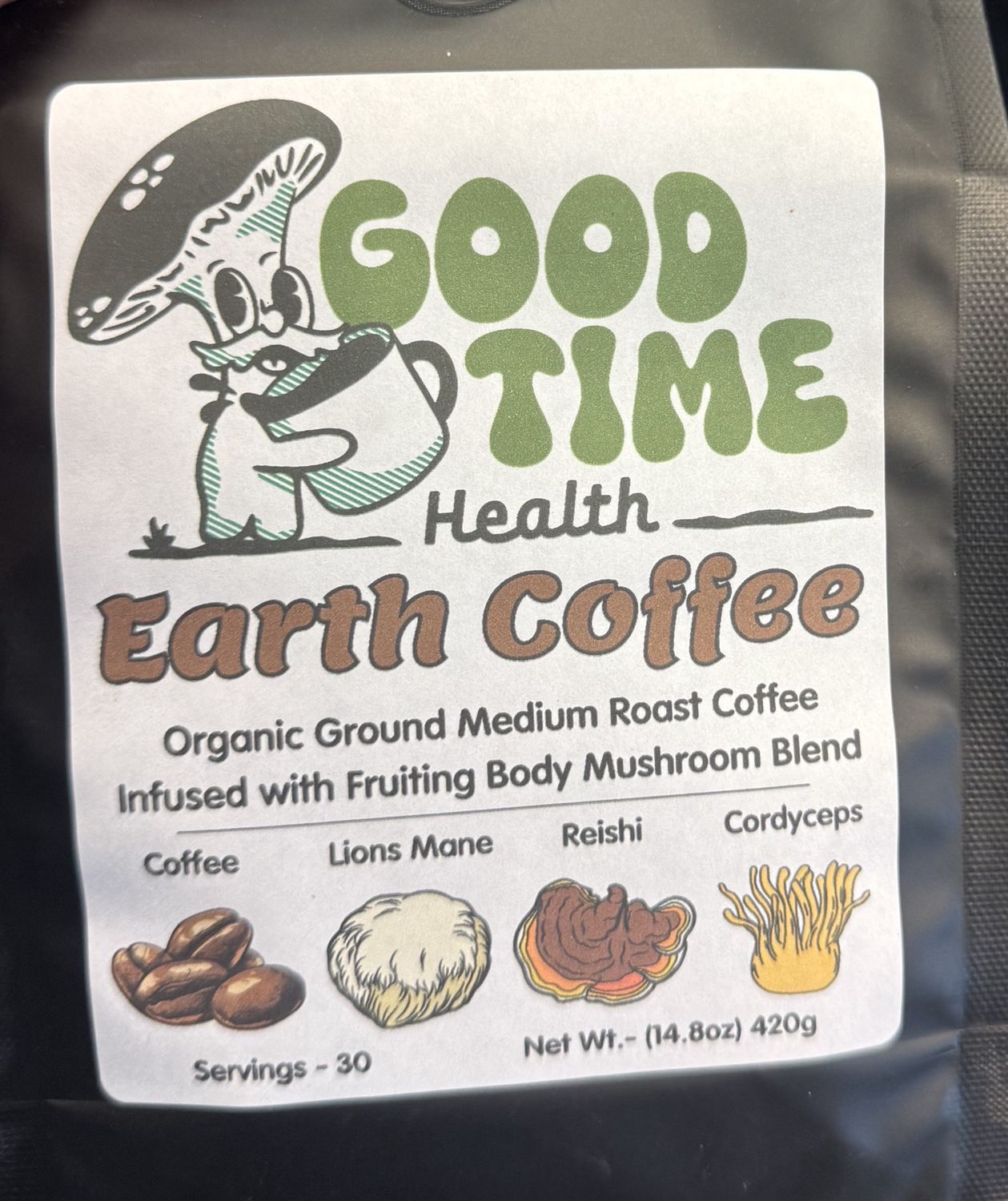 Mushroom Earth Coffee - 14.8 oz - Good Time Health, Flavor: Earth Coffe