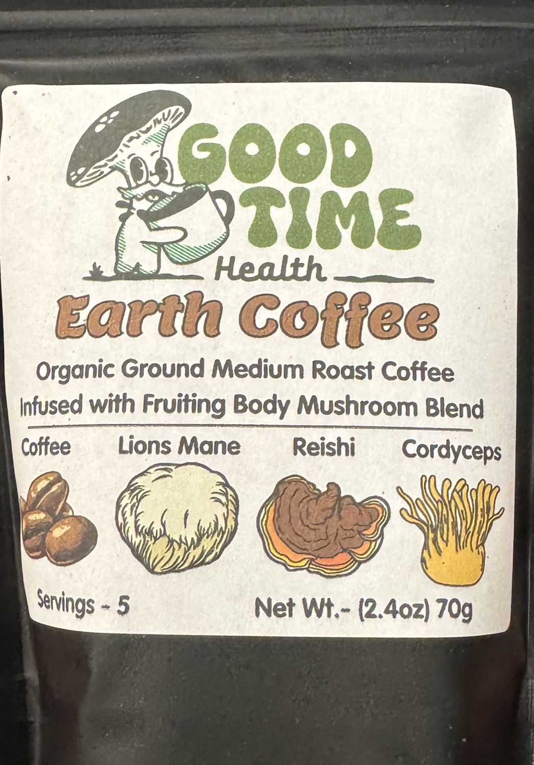Mushroom Earth Coffee - 2.4 oz - Good Time Health, Flavor: Earth Coffee