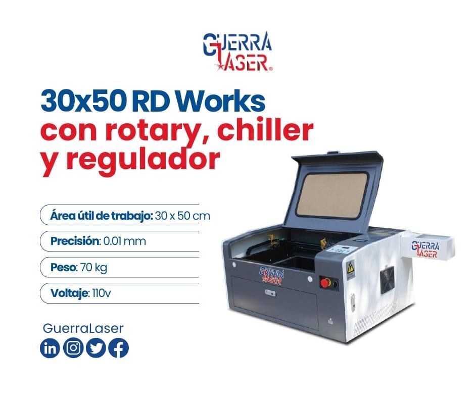 30x50 RD Works con rotary, chiller y regulador