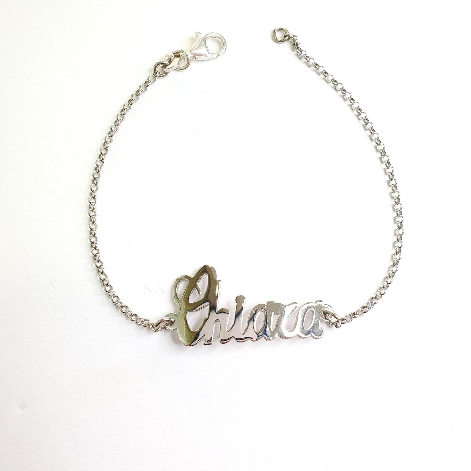 Bracciale con nome corsivo liscio
